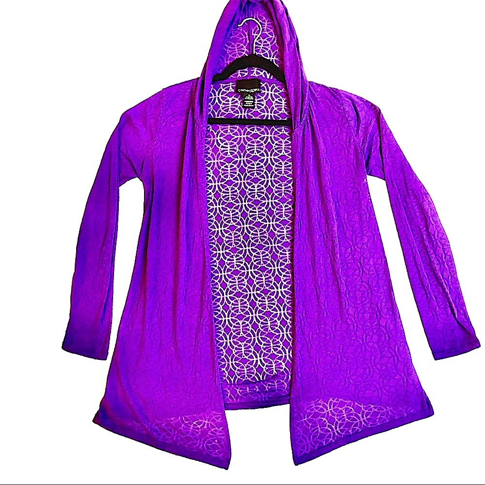 CYNTHIA ROWLEY Sheer Hooded Cardigan
